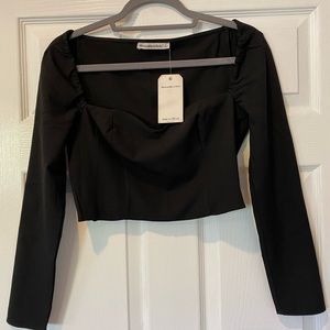 Abercrombie & Fitch Structured long sleeve crop top